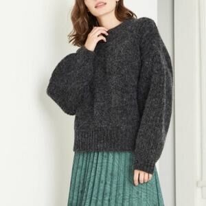 A New Day Balloon Sleeve Charcoal Gray Sweater Women's Size Small